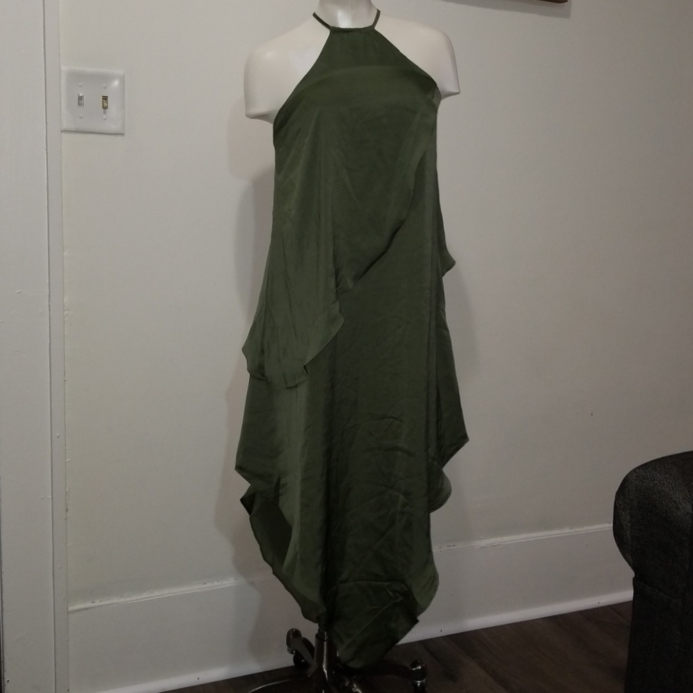 NWT green halter layered dress